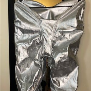 Metallic silver ruched pants